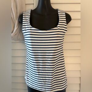 Zara White and Navy Blue Striped Tank Top On The Small Size .